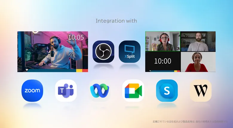 ライブ配信ツールや主要なオンライン会議ツールと統合